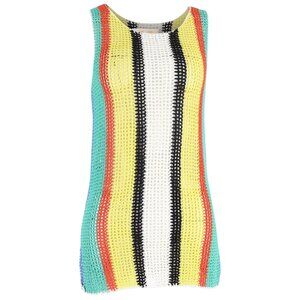 Diane Von Furstenberg Multi Color Crochet Knit Swim Cover Up Dress